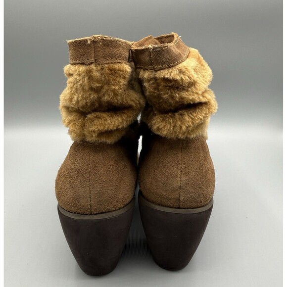Skechers Leather Boots Womens Faux Fur Platform Ankle Bootie Brown Size 8.5 - Picture 7 of 11